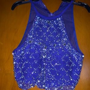 A purple/ bluish short formal dress